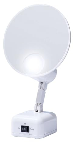 Floxite FL-615-2 15X magnifying mirror with light, Lighted travel makeup mirror with light and magnification, Round, LED, Tabletop, Portable vanity mirror for desk bathroom, electric plug in, personal