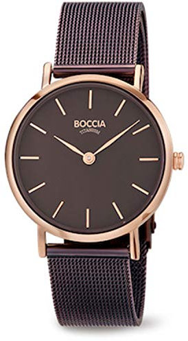 Boccia Damen Analog Quarz Uhr mit Edelstahl Armband 3281-05