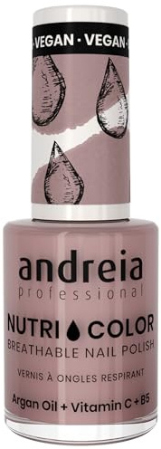 Andreia Professional NutriColor Atmungsaktiver Nagellack - Veganer und Tierversuchsfreier - Nagelkunst Nagellack mit langanhaltendem Glanz-Finish - Farbe NC6 Lila - 10.5ml
