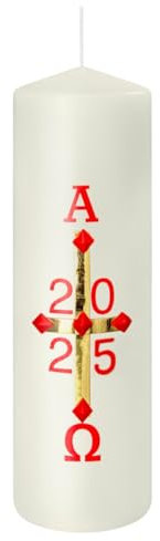 Wiedemann traditionelle Osterkerze 165 x 50 mm, 1 Stück mit aktueller Jahreszahl