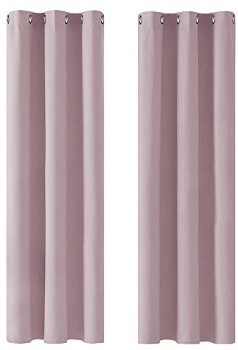 Deconovo Curtains Thermal Insulated Blackout Curtains Blackout Material Eyelet Curtains for Windows Baby Pink 42 x 90 Inch 2 Panels