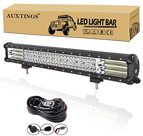 AUXTINGS 23 tum 570 W LED-ljusstång 4 rader strålkastare kombo stråle off-road lampor arbetslampa med ledningssele för Jeep-lastbilar SUV ATV UTV båtlampor, 12 V 24 V vattentät