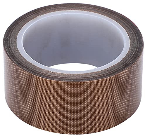 Walfront Cinta de Teflón de Alta Temperatura PTFE de Cristal Cinta Adhesiva Fibra de Vidrio Cinta de Teflón Autoadhesiva para Sellador Al Vacío (0.13mm x 19mm x 10m)