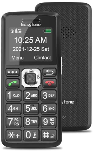 Easyfone T200 4G Telefono Cellulare Facile da Usare per Anziani Bambini con Tasti Grandi, Radio FM, Bluetooth, Funzione SOS e Torcia LED (Nero)