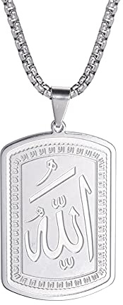 VASSAGO Allah Medaillon Anhänger Halskette islamischen Allah Symbol Halskette Edelstahl islamischen muslimischen religiösen Charme Schmuck Geschenk für Frauen Männer