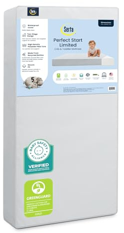 Serta Perfect Start Limited Dual Sided Baby Crib Mattress and Toddler Mattress, Breathable Fiber Core, GREENGUARD Gold Certified, Waterproof, 7 Year Warranty, Made in USA