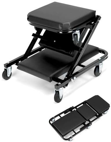 QWORK® Rullhylla för bilverkstad, rullbräda med 360° hjul