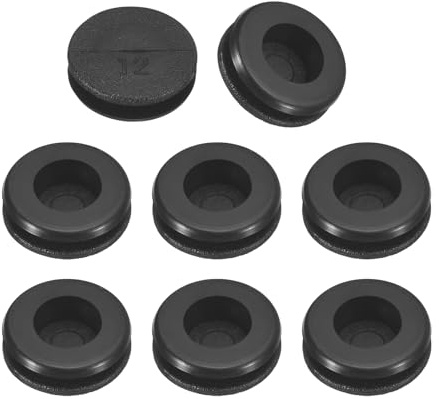 sourcing map 24Pcs Rubber Grommets 4/8(12mm) DH,1/4(8mm) ID Hole Plugs | Single Sided Ring Gasket,for Firewall Cable Wire Protecting,Black