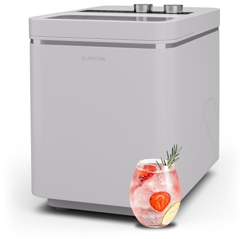 Klarstein IceCraft Eiswürfelmaschine – 12 kg/24 h, Eiswürfel in 6 Minuten, 2 Größen, Automatische Reinigung, Eiswürfelbereiter für Küche & Bar, 150 W, Eiswürfelspender, Weiß