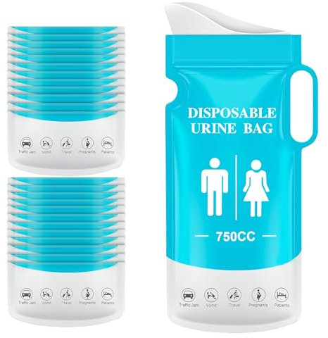 koliprnt Urinbeutel für Unterwegs 750ml Pack of 24,Urinella für Men with Handle，Notfall Toilette，Super Absorbent Disposable Urine Bags for On The Go, Camping, Travel, Car Travel, Outdoor