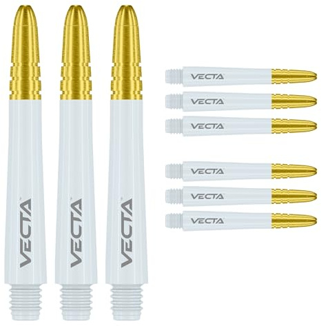 WINMAU Dart Shaft - Vecta Blade360 Polycarbonate Dart Stems - 1 Set per pack (3 darts Shafts in total) - Professional Darts Accessories - White & Gold Medium Shafts
