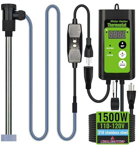 LINGLONGTEMP 1500W Submersible Hot Tub & Pool Portable Electric immersion Water Heater with temperature control and GFCI for Swimming Pools, Bathtubs, Baptistry, above ground pool & inflatable pool