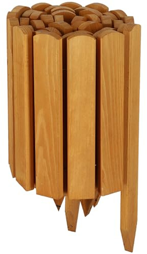 KOTARBAU® Rabattkant - Trädgårdspalissad - 200 x 30 cm - Kieferträ - Ekfärg - Rabattkant Trä Rulle - Staket Trä - Gräsmattekant - Spjälstaket - Trädgårdsavgränsning - Rullstaket - Rabattinfattning