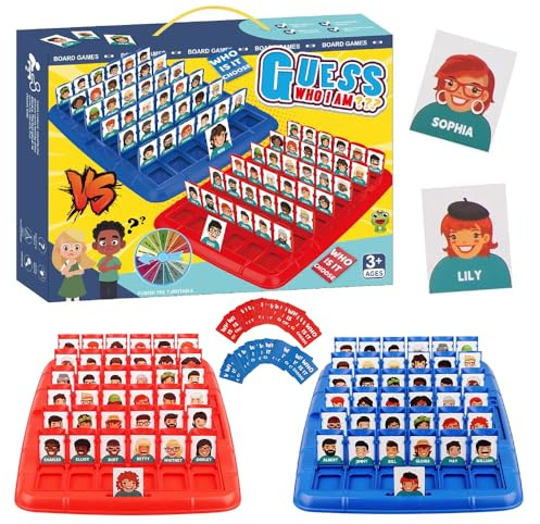 KBIBCK Qui Est Ce Jeux de Societe, Jeu de Devine Qui Je suis, Guess Who?, Famille Drôle Jeux de Devinettes, Jeu Classique Guess pour Les Jeux Familiaux pour Adultes et Enfants (Version Anglaise)