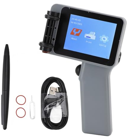 Sunicon Impresora de inyección de Tinta de Mano, máquina de codificación compacta portátil de 4.3 Pulgadas HD Touchinter Multifunctional Impresor para Botellas de plástico Cardboard Metal