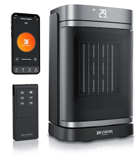 Brandson - Heizlüfter Wlan - Fernbedienung - Preisträger - ECO Modus energiesparend leise - WiFi Steuerung mit App - Oszillation - Kindersicherung - Timer - Bad Wohnzimmer Büro Kinderzimmer