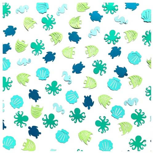 Ovanda Lot de 100 confettis animaux marins avec papier pour anniversaire d'enfant