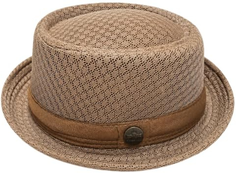 Pork Pie Hats for Men, Summer Breathable Mesh Pork Pie Hat Roll-Brim Sun Hat