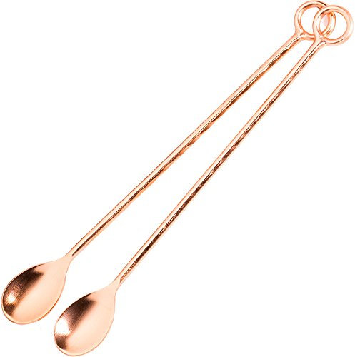 Copper plated bar spoons set of 2 - Hammered and Handcrafted - Strong and Elegant - Perfect match for your moscow mule copper mugs.