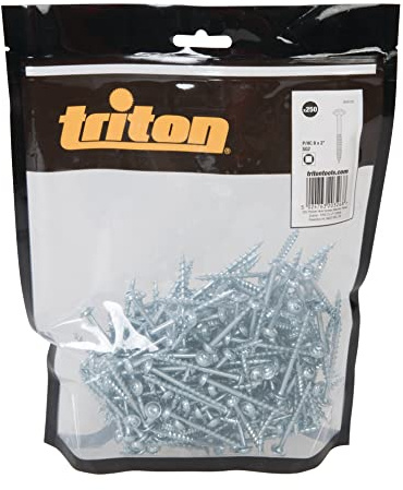 Triton 609720 - Viti a foro tascabile zincate con testa a disco e filettatura grossa, 8 x 2 pollici, confezione da 250 pezzi, colore: Argento