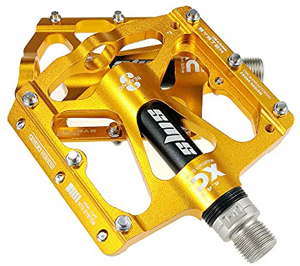 FrontStep Pedali antiscivolo in lega di alluminio di alta qualità leggeri MTB/bici da corsa/city bike/pedale ciclismo/BMX con pedali per bici con mandrino in acciaio Cr-Mo (d'oro)