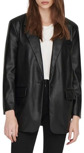 ONLY Onllana L/S Ovs Faux Lea Blazer TLR Noos Blazer pour Femme, Noir, L