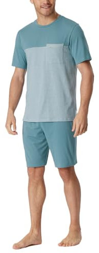 Schiesser Herren Schlafanzug kurz Rundhals - Nightwear Set, blaugrau_181167, 56