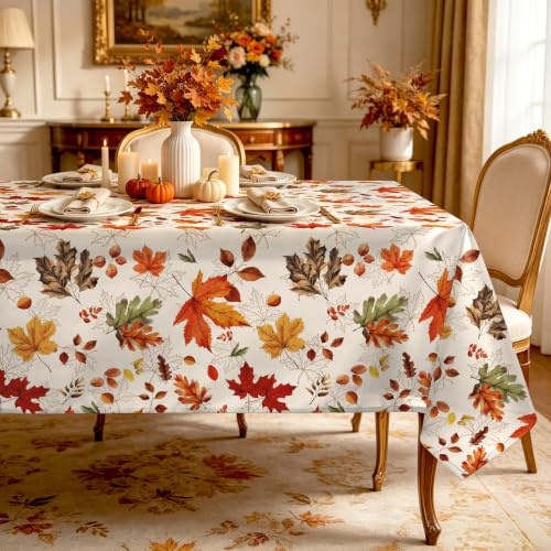 Arquiel Tovaglia Rettangolare Foglie, Tovaglia Antimacchia Autunno Acero Impermeabile, Tovaglia Lavabile Poliestere Per Ringraziamento Ristorante Picnic Cucina (140x180 Cm)