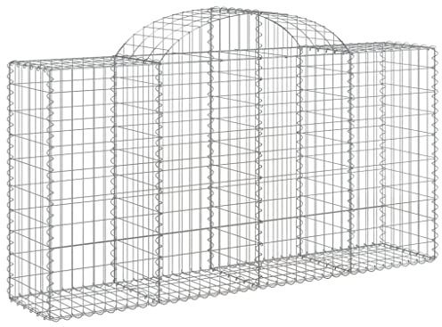 Parterre surélevé en Gabion arqué, jardinière en Cage à Pierre, Lit Surélevé à Gabion, Parterre de Fleurs Jardin Terrasse Extérieur Jardinière Panier à Pierres, 200x50x100/120 cm Fer galvanisé