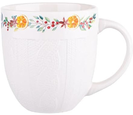 Altom Design Weihnachtsbecher Winter Tea Weihnachtstasse Keramik Becher in schicker Strickoptik in Pullover (500 ml)