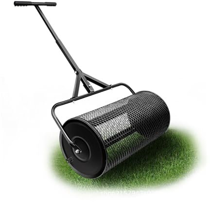 BOPIES Esparcidor de Compost y esparcidor de turba Esparcidor de césped y jardín con Rodillo Antideslizante Tierra Vegetal, estiércol, mantillo, esparcidor de aderezo(Negro,41.6in)