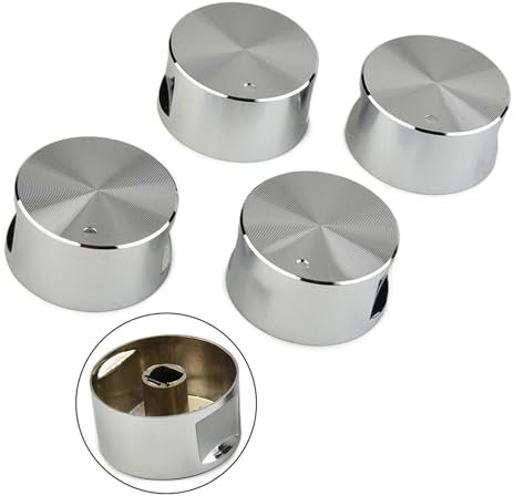 MKLHAVB Gasspisknapp, 4 stycken, vridbrytare, rund knapp i aluminiumlegering, handtag för gasspis, kökstillbehör, kökshäll, gasspis, gasspis, kontrollknappar