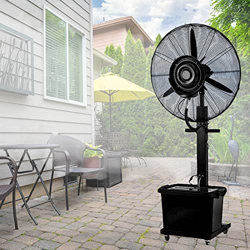 Ventilatori da pavimento industriali per esterni Ventilatore nebulizzatore oscillante Ventilatore da pavimento per il raffreddamento del patio con nebulizzatore d'acqua Efficienza energetica