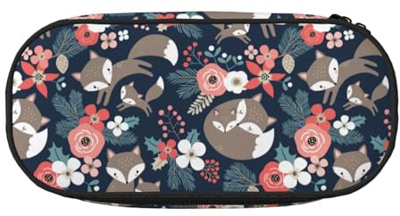 YOFIEN Estuche pequeño con diseño de Zorro, Flor, monito e Hija, Estuche de lápices de Gran Capacidad, Organizador de papelería de Oficina