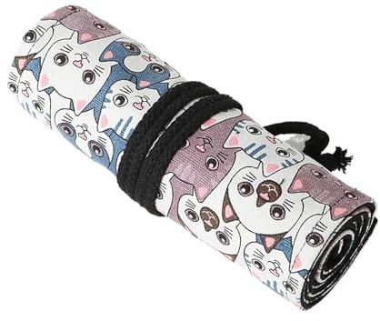 Morain 12/24/36/48/72 fori Matita Wrap Organizer Tela Penna Rotolo Bella Gatti Astuccio Scuola Forniture per Artisti