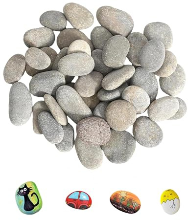 WGCHAIE 40 Piezas Guijarros, Piedras Planas para Pintar, Piedras Creativas Pintadas a Mano, Decorativa Guijarros, para Macetas, Manualidades, Acuarios, Decoración de Jardín, 1-3 cm