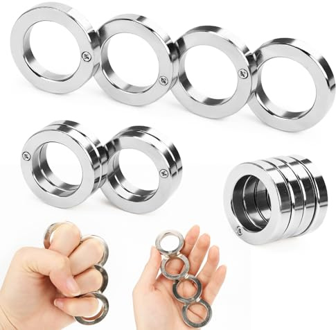 Borrma vikbar fingerring, 4-fingers-utlösarring, fidgetleksak för vuxna, stressreducerande fingerring, stressreducering, vridning och anslutning, anti-ångest-objekt, dubbelfunktion som nödglasracket