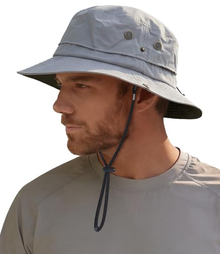 Hat Hut Chapeau de pluie étanche pour homme, UPF50+, large bord, pliable, toutes saisons, randonnée, pêche