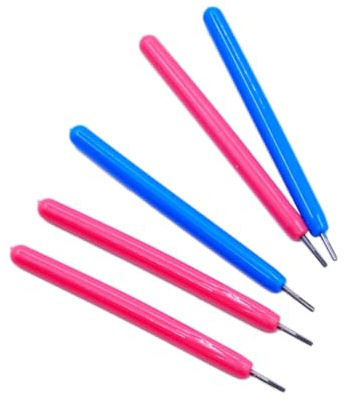 RUNROTOO Set 5 Pezzi Penne per Quilling in Acciaio Inox e Plastica 2 Blu e 3 Rosse, Strumenti per Papercraft Presa Confortevole e Flessibilità, per Fai da Te