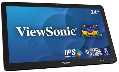 ViewSonic TD2430 24-inch Full HD 10-Point Touch LED Monitor with VGA, HDMI, DisplayPort, Eye Care for Remote Collaboration