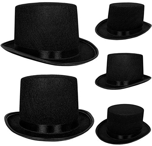 AnapoliZ Top Hat Black Felt | One Size Magician Hat Costume | DIY Steampunk | Ultra Ringmaster Circus Hats | Dress Up Party Accessory