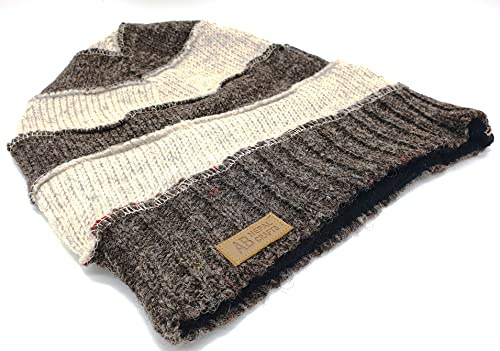 Trend stickad mössa lång beanie nepal handgjord ny ull en storlek brun beige, brun-beige, En Storlek