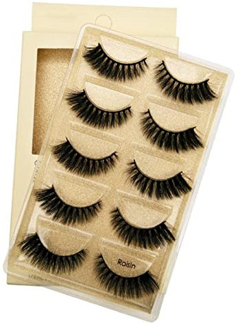 VwyuEgg Falsche Wimpern, 3D Nerzhaar Wimpern 5 Paar 5 Stil Pure Handgemacht mit Natürliche Schwarz mit Unsichtbares Band Wiederverwendbar (Roisin)