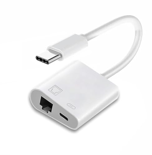 CY - Adattatore di rete RJ45 da USB tipo C a 100Mbps con caricatore PD compatibile con laptop, tablet e telefono