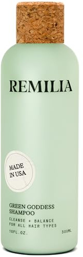 REMILIA GREEN GODDESS SHAMPOO Natural Shampoo with Rosemary Oil, Avocado Oil and Green Tea Extract for Damaged and Dry Hair, Content 300 ml