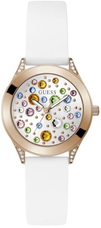 GUESS Damen Analog Quarz Uhr mit Silikon Armband GW0678L4
