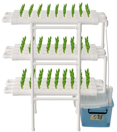 Alnemy Hydroponic System,3 Layer Profi Hydroponic Grow Kit Hydroponisches System,Hydroponic Grow Kit mit PVC Hydroponic Pipe Home, 3 Schichten Hydroponic System Kit,für Garten Balkongemüse