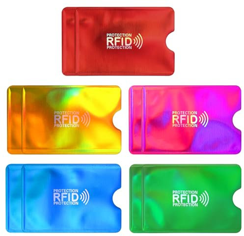 Yuanchu 10 Stück Farbenfroher RFID-Kartenhalter, RFID-blockierende Hüllen Kreditkartenhüllen Identitätsdiebstahl-Prävention RFID-ID-Kartenschutz für Frauen Männer