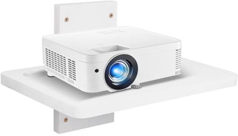 Solid Wood White Mini Projector Mount and Wall Holder - Floating Shelf for Router, Modem, Cable Box - by Solid Wood