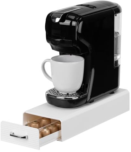Navaris Tiroir Rangement Capsule Dosette - Porte Capsules Rangement Cafe et Support Machine a Cafe Compatible avec Nespresso CBTL K-Cups - Organisateur Coin Cafe Plateau Cafetiere